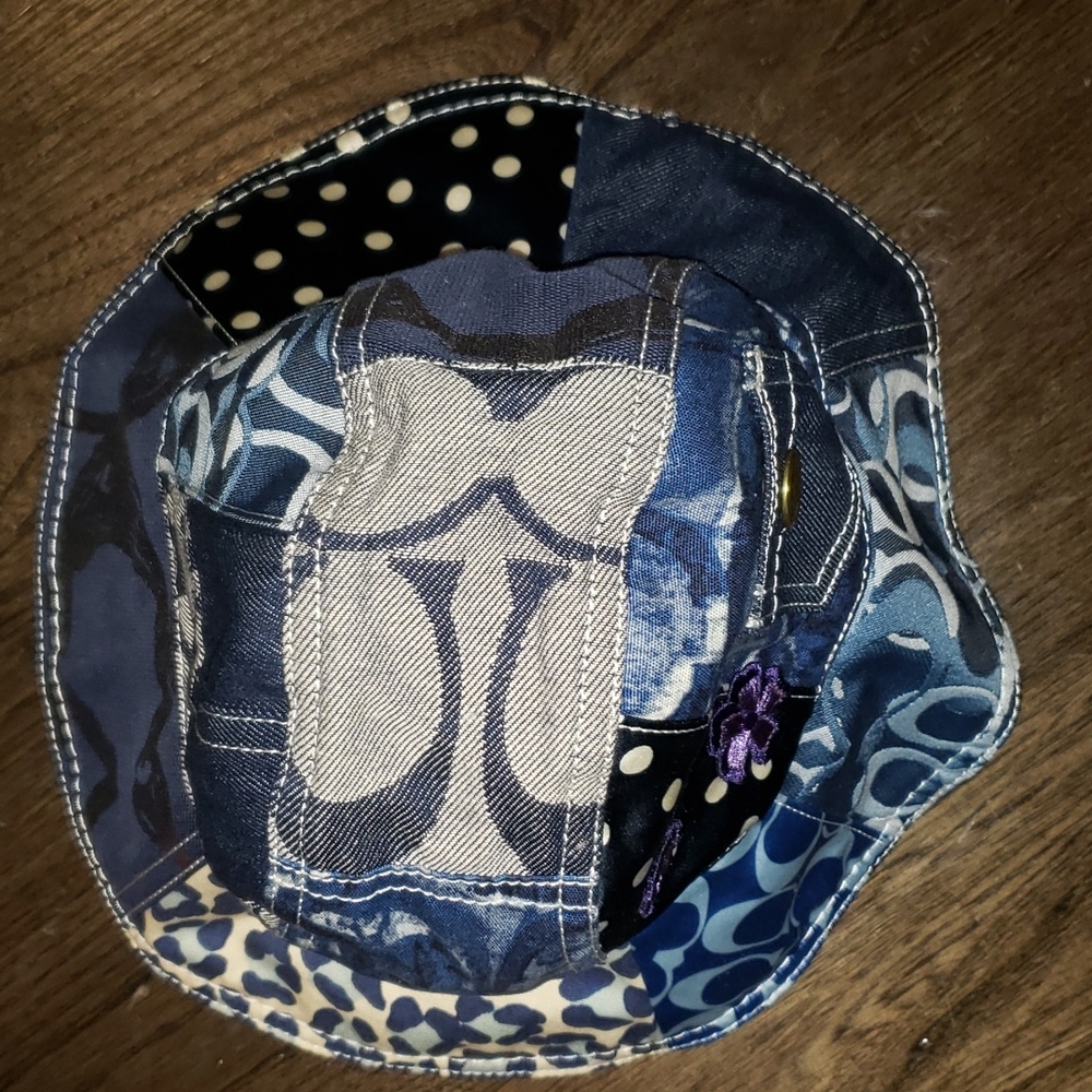 Vintage Rare Coach Poppy Denim Patchwork Bucket Hat P/Small - Picture 3 of 17